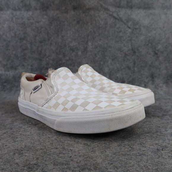 Vans Shoes Kids 3.5 Sneakers Asher Slip On Skate Checkered Casual Canvas Active - Picture 1 of 13